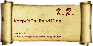 Korpás Renáta névjegykártya