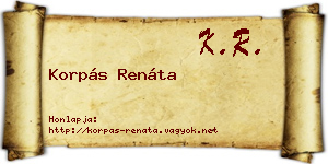 Korpás Renáta névjegykártya